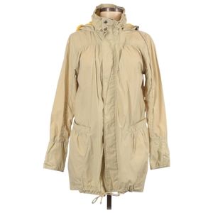 Spiewak Parka Windbreaker Size M Tan Hooded Thigh Length Zip Front Mock Neck